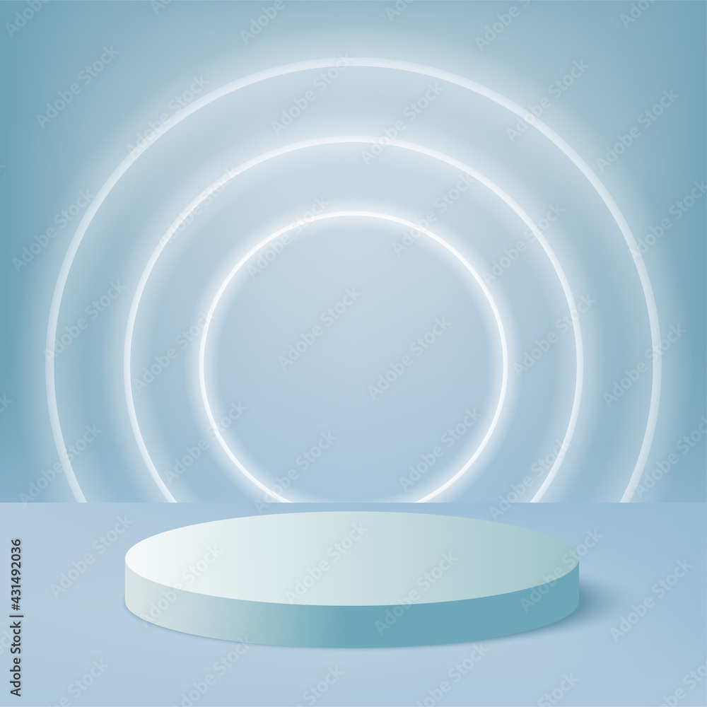 Fototapeta premium Abstract background with blue color geometric 3d podiums. Vector illustration