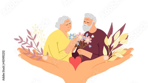 Elderly care concept illustration