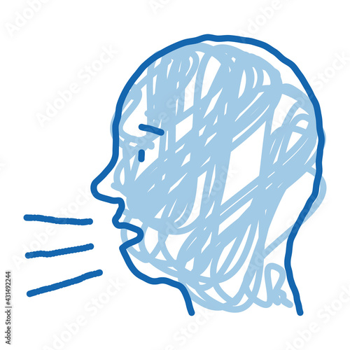 Character Man Sneezing Coughing doodle icon hand drawn illustration