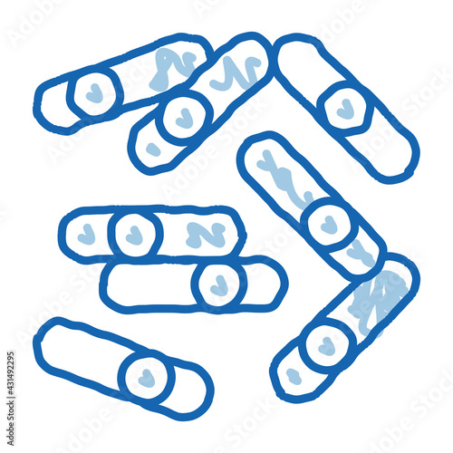 Microscopic Bacterium Sticks doodle icon hand drawn illustration