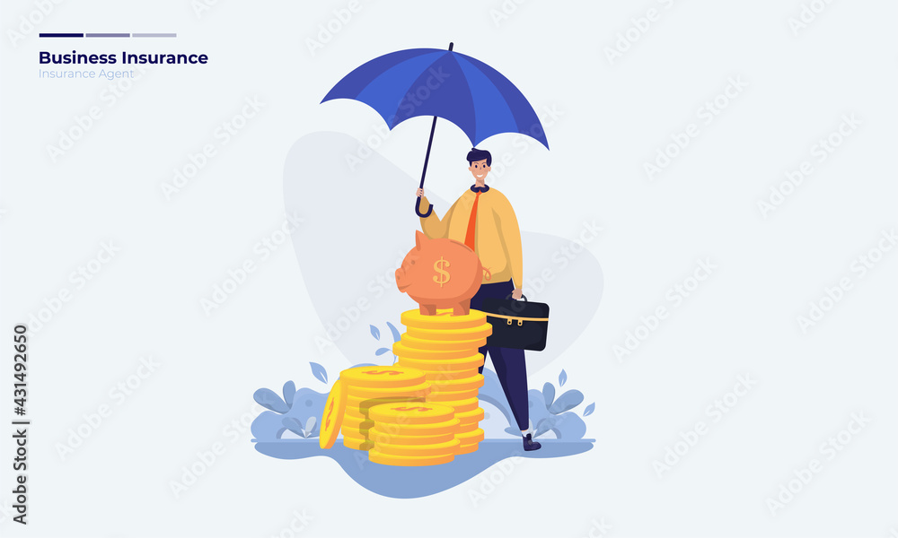 Vector illustration of protecting money investment with insurance