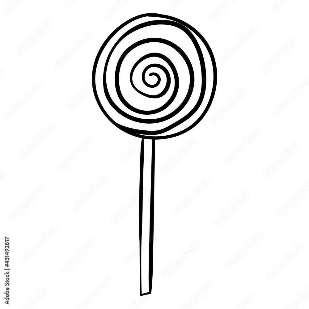 Lollipop hand drawn vector doodle illustration. Cartoon lollipop. Isolated on white background. Sweet. Hand drawn simple element Lollipop hand drawn vector doodle illustration. Cartoon lollipop. Isolated on white background. Sweet. Hand drawn simple element