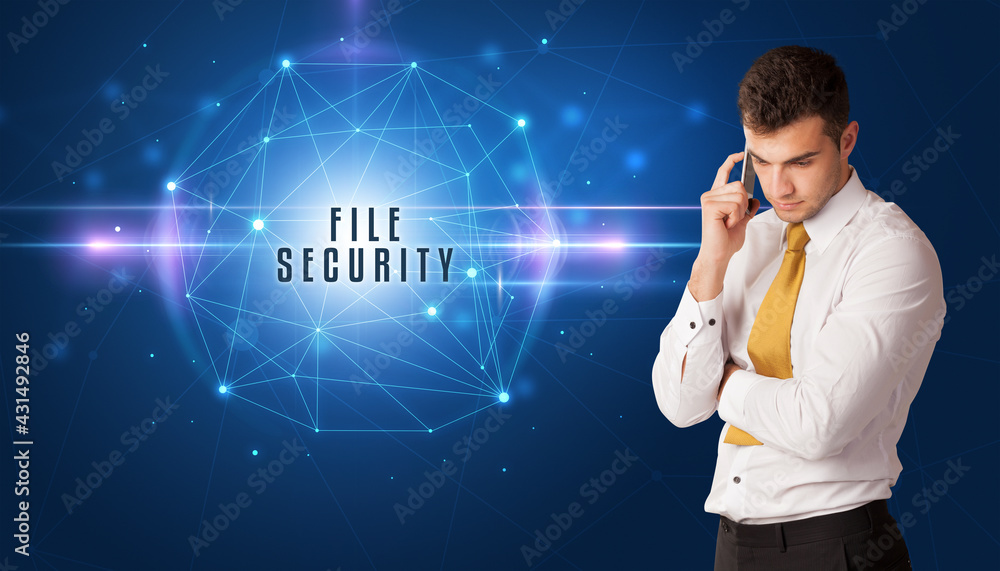 businessman thinking about security concept businessman thinking about security concept