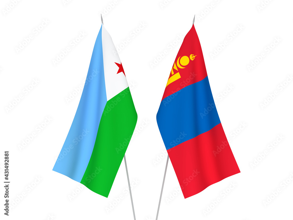 Mongolia and Republic of Djibouti flags Mongolia and Republic of Djibouti flags