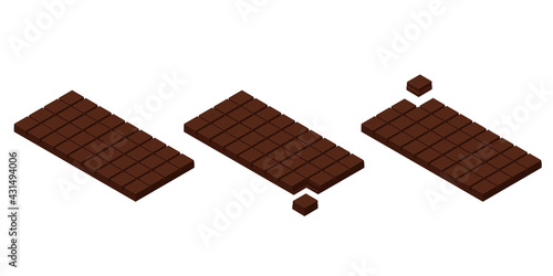 Isometric chocolate bars and pieces