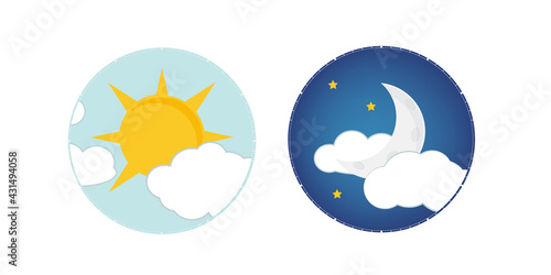 Day night concept, sun and moon, day night icon