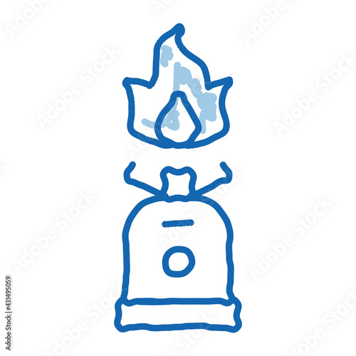 Gaz Cylinder With Fire For Cooking doodle icon hand drawn illustration