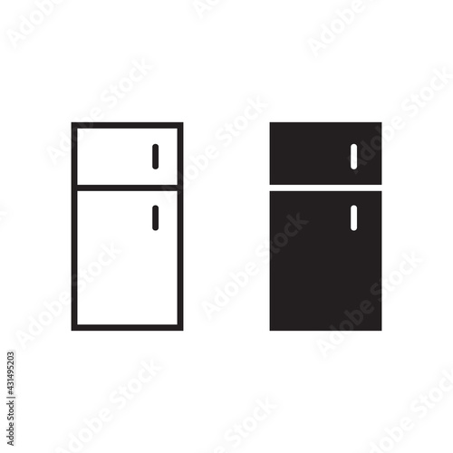 Refrigerator icon on white background. Kitchen equipment.