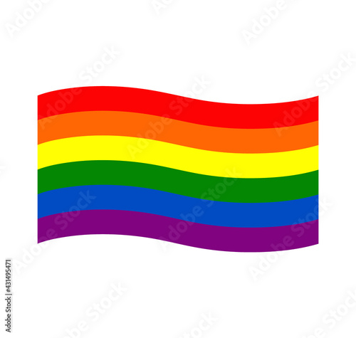 Waving rainbow flag movement lgbt  flat icon. Symbol of sexual minorities  gays and lesbians.
