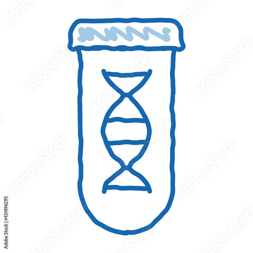 Lab Glass Test Tube With Biomaterial doodle icon hand drawn illustration