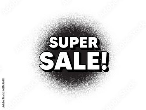 Super Sale. Dotwork stain pattern. Stipple dots banner. Special offer price sign. Advertising Discounts symbol. Abstract dotted circle. Super sale banner. Vector