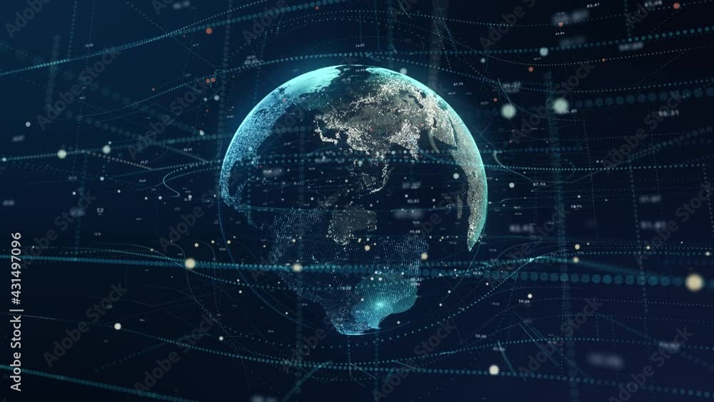 60 sec. Earth hologram 3D digital interface background