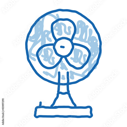 Portable Air Fan Cooling Equipment doodle icon hand drawn illustration