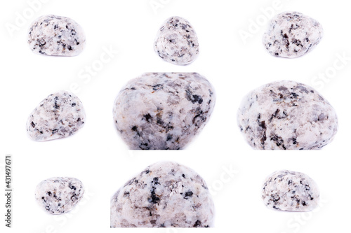 Collection of stone mineral Granite close up