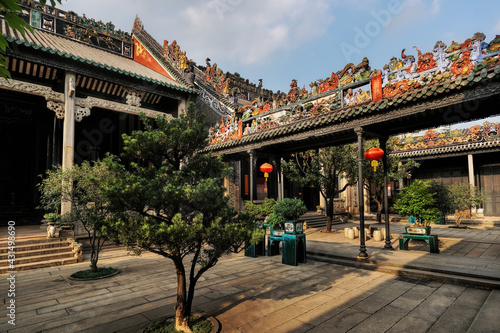 Guangzhou, Guangdong, China. The Chen Clan Ancestral Hall is an academic temple, built in 1894, exemplifies traditional Chinese Lingnan architecture. Now the Guangdong Folk Art Museum.   