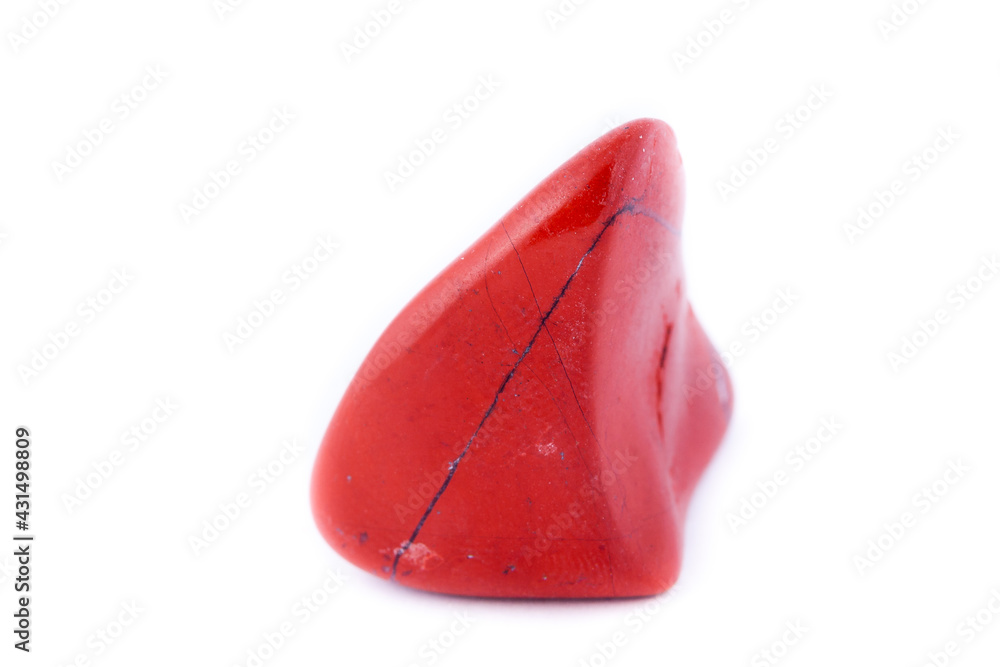 macro red jasper stone, close-up on a white background macro red jasper stone, close-up on a white background