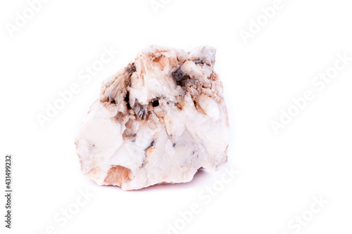 macro mineral stone cerussite on a white background