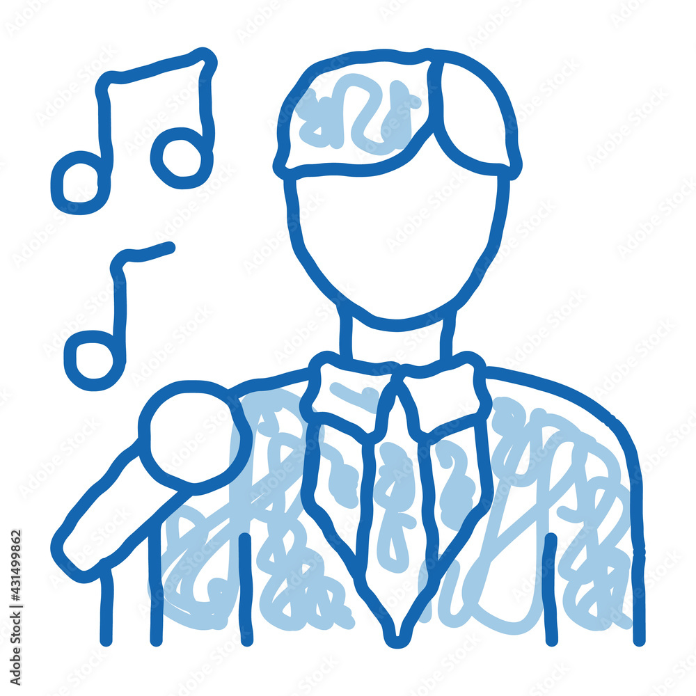 Man In Suit With Microphone Singing Recital Vector Man In Suit With Microphone Singing Recital Vector