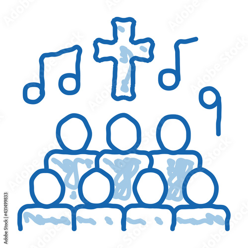 Church Choir Singing Song Concert doodle icon hand drawn illustration