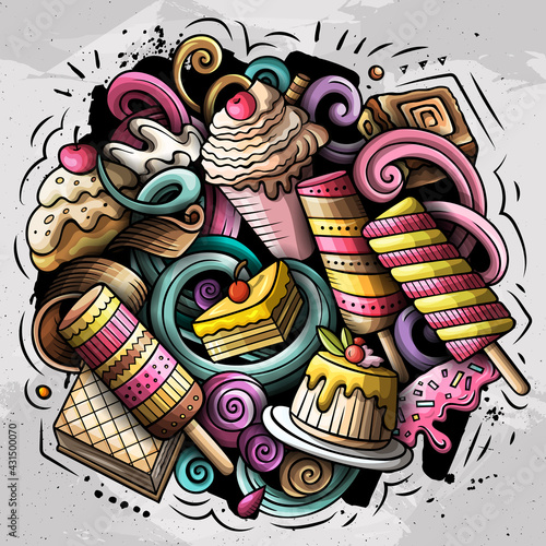 Sweet food vector doodles illustration.