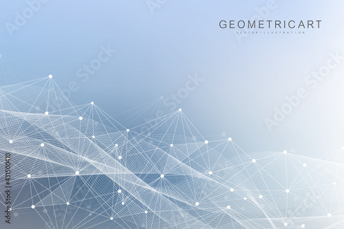 Hexagonal abstract background. Big Data Visualization. Global network connection. Medical, technology, science background. Vector illustration