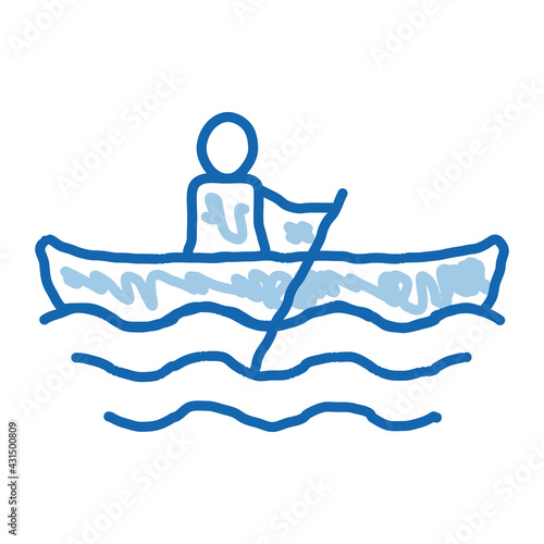 Rowing Boat Canoeing doodle icon hand drawn illustration