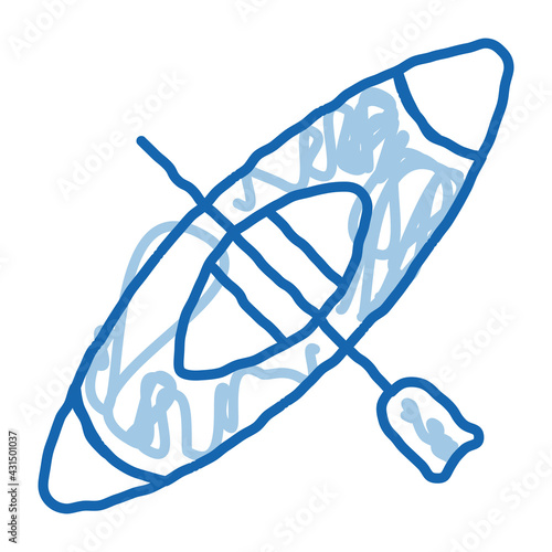 Kayak Canoeing doodle icon hand drawn illustration