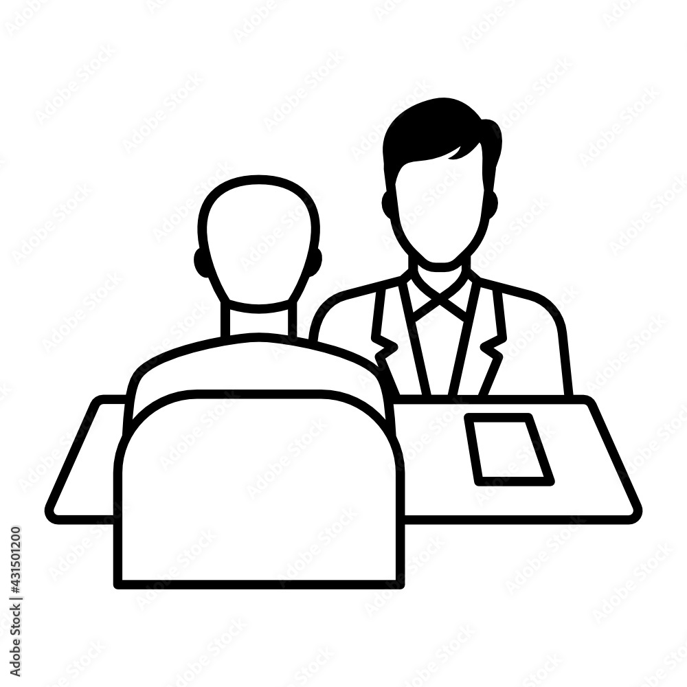 Job Interview Concept, hrm symbol on white background, Candidate Screening Process Vector color Icon Design, Executive recruiting the people symbl on white background,
