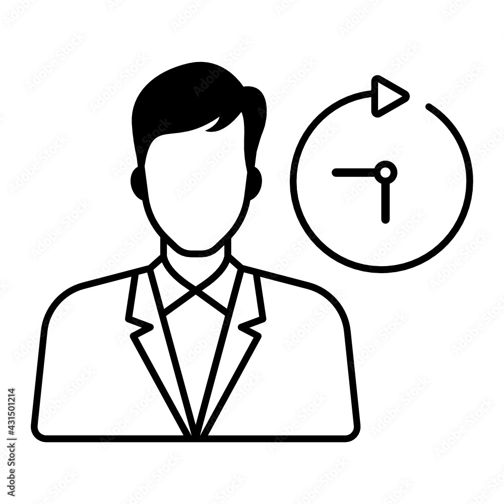 Part time Employee Concept, hrm symbol on white background, Gig Based Resource Sign, Non Permanent Staff Member, Visiting Faculty Vector color Icon design,  Business Character stock illustration