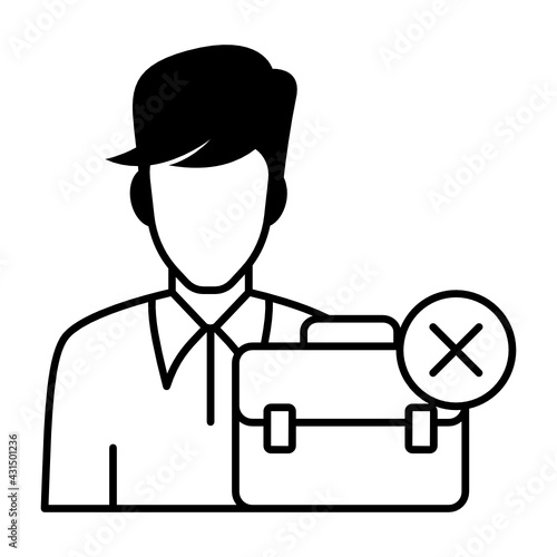 Jobless Person Concept, Executive Dismessed Vector color Icon Design, hrm symbol on white background, layoff Sign, Business character stock illustartion