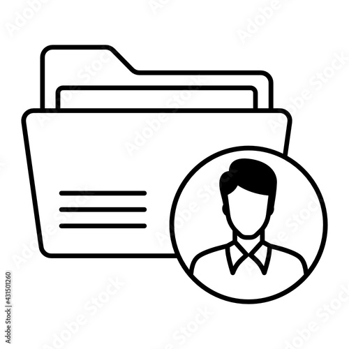 Employee Data File Vector color Icon Design, Employee Profile Folder Concept, Hrm Symbol on white background, Avatar Folder Stock illustration