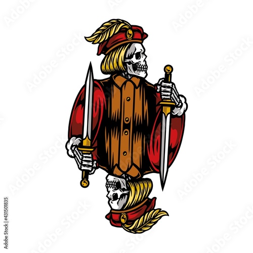 Colorful skeleton jack for poker card