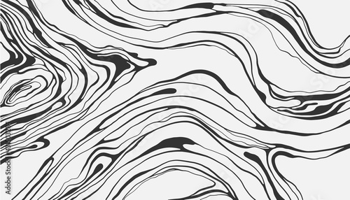 Black and white abstract marble stone design, natural texture, waves. Luxury ink, liquid stains, abstract landscape.