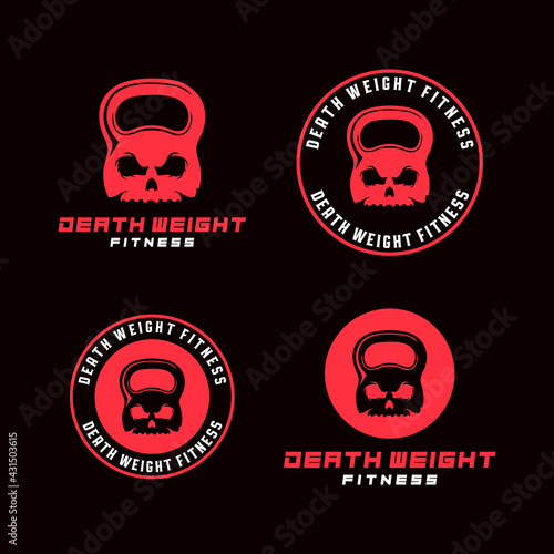 Fitness skull kettlebell logo template