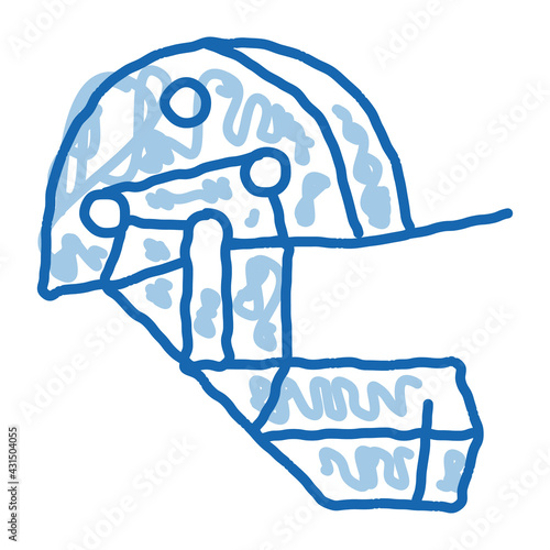 Cricket Helmet doodle icon hand drawn illustration