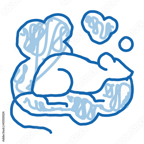 Rat in Smoke doodle icon hand drawn illustration photo