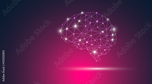 icona, network, cervello, fantasia, colori	
