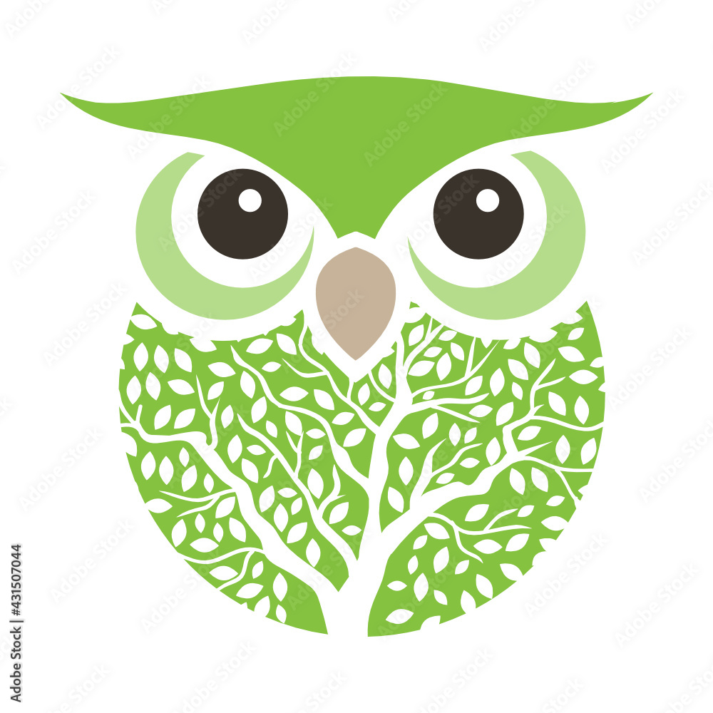 Obraz premium green owl, icon