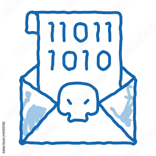 Binary Code doodle icon hand drawn illustration