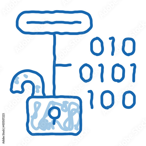 Hacking Binary Code doodle icon hand drawn illustration