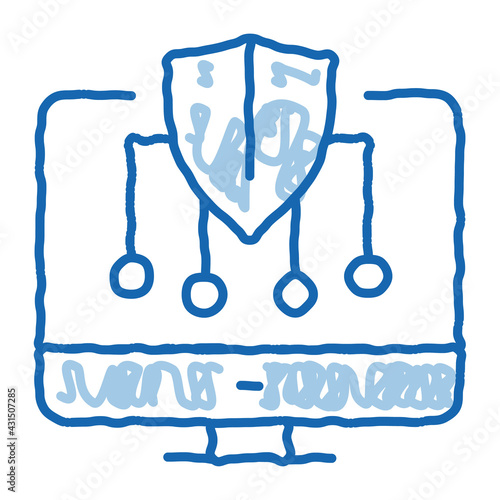 Personal Computer Protection doodle icon hand drawn illustration