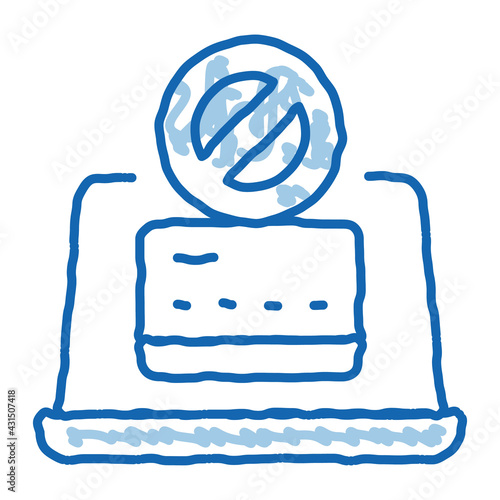 Virus on Laptop doodle icon hand drawn illustration