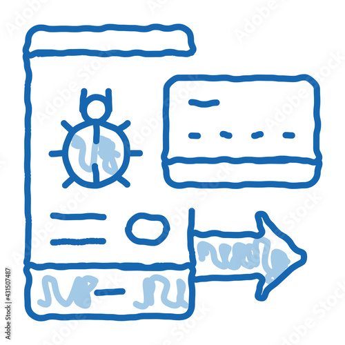 Virus on Phone and Credit Card doodle icon hand drawn illustration