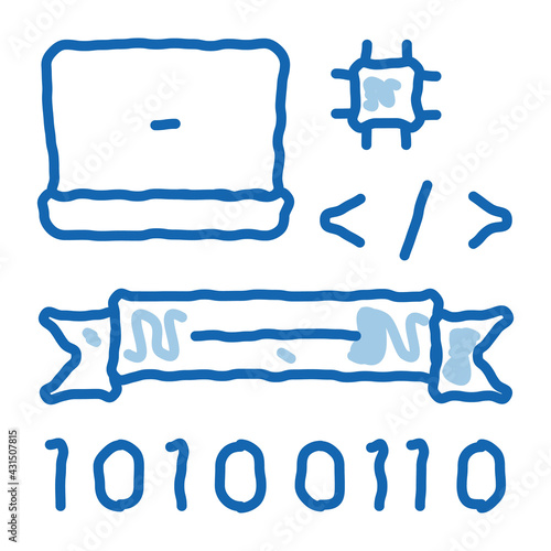 Computer Programming Graduation doodle icon hand drawn illustration
