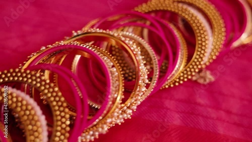 bride getting ready for wedding bracelet (Kangan) beauty parlor concept