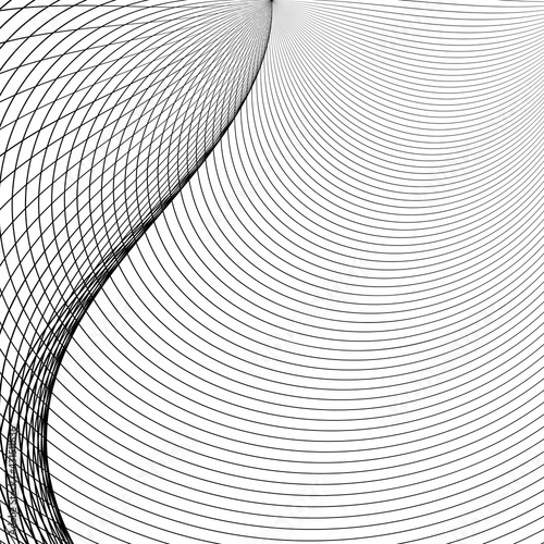 abstract black and white shapes from lines on white background