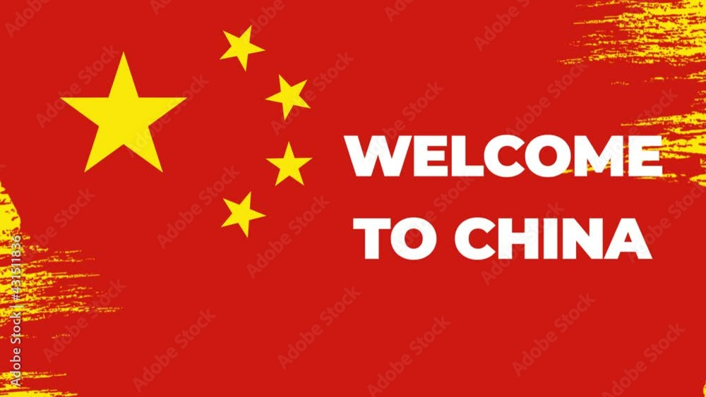 Welcome to China text animation with a national flag in the background. The flag is drawn with big brush strokes. 4K animation Welcome to China text animation with a national flag in the background. The flag is drawn with big brush strokes. 4K animation