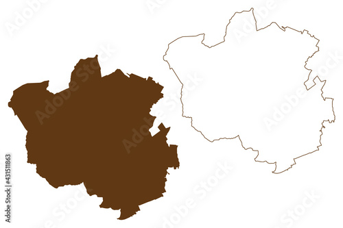 Oldenburg district (Federal Republic of Germany, rural district, State of Lower Saxony) map vector illustration, scribble sketch Oldenburg map