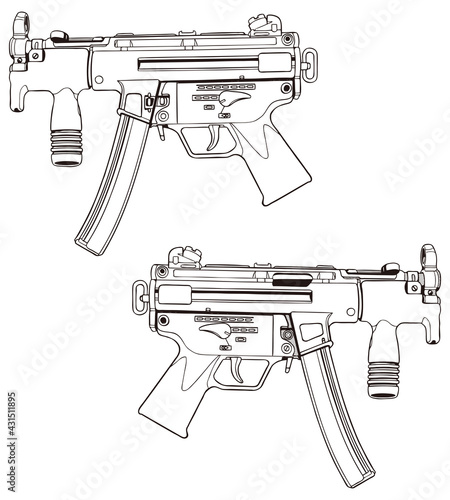 サブマシンガン,ドイツ,イラスト、MP5,裏表