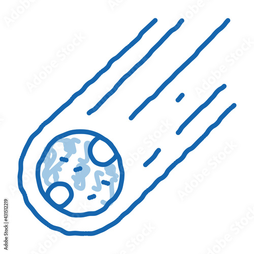 Falling Meteorite Sphere doodle icon hand drawn illustration